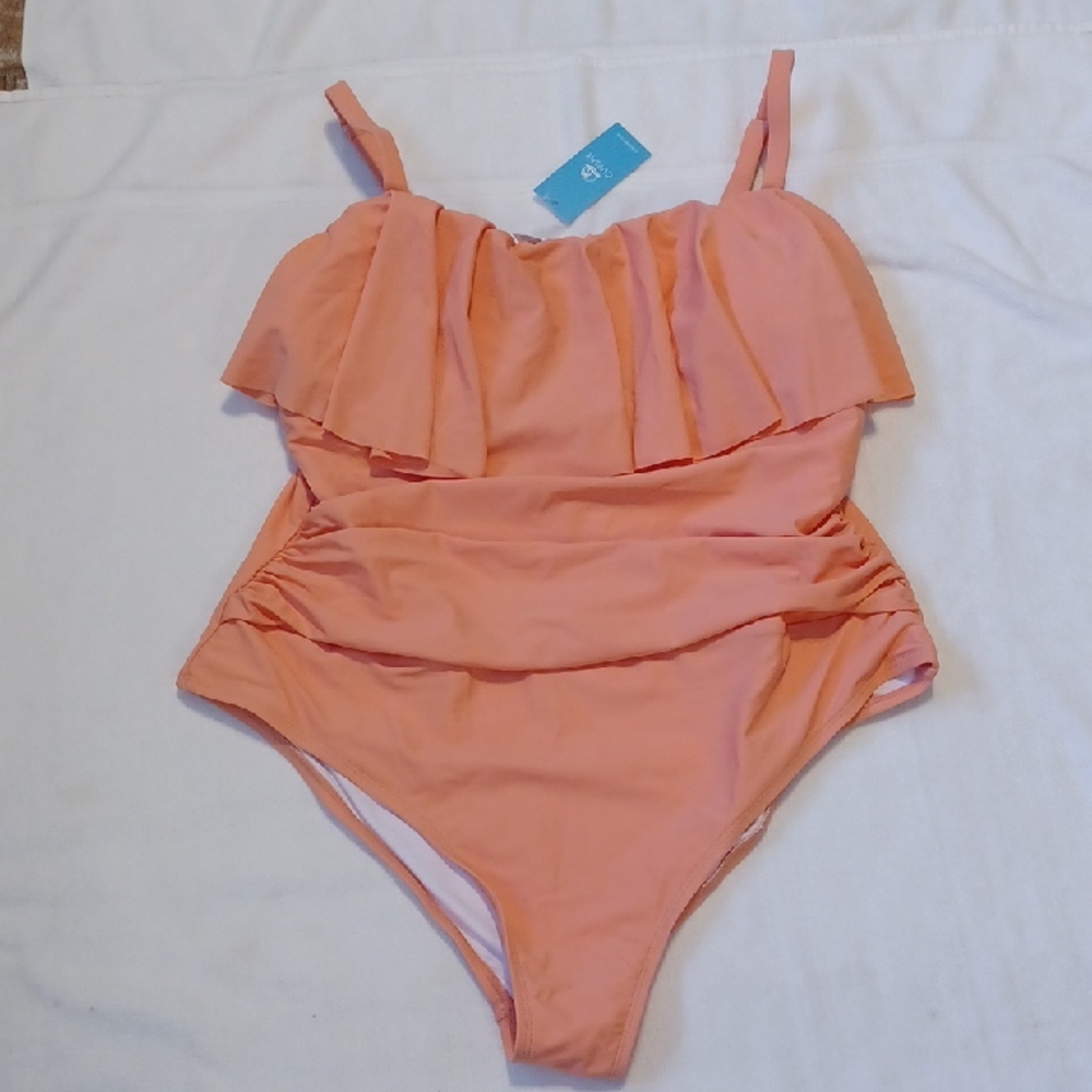Cupshe Peach Ruffle One-Piece Swimsuit